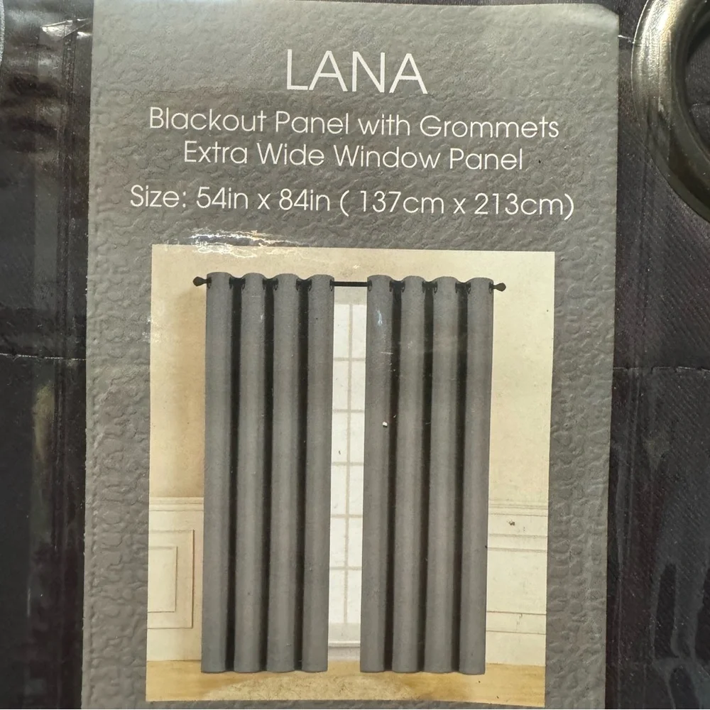 Lana Charcoal blackout panel with grommets extra wide window panel